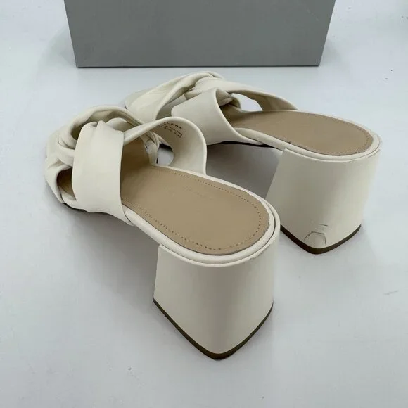 Everlane The Day Twist Heel Sandals sz 9 Parchment Slip-on Leather Block Heel - Picture 7 of 9